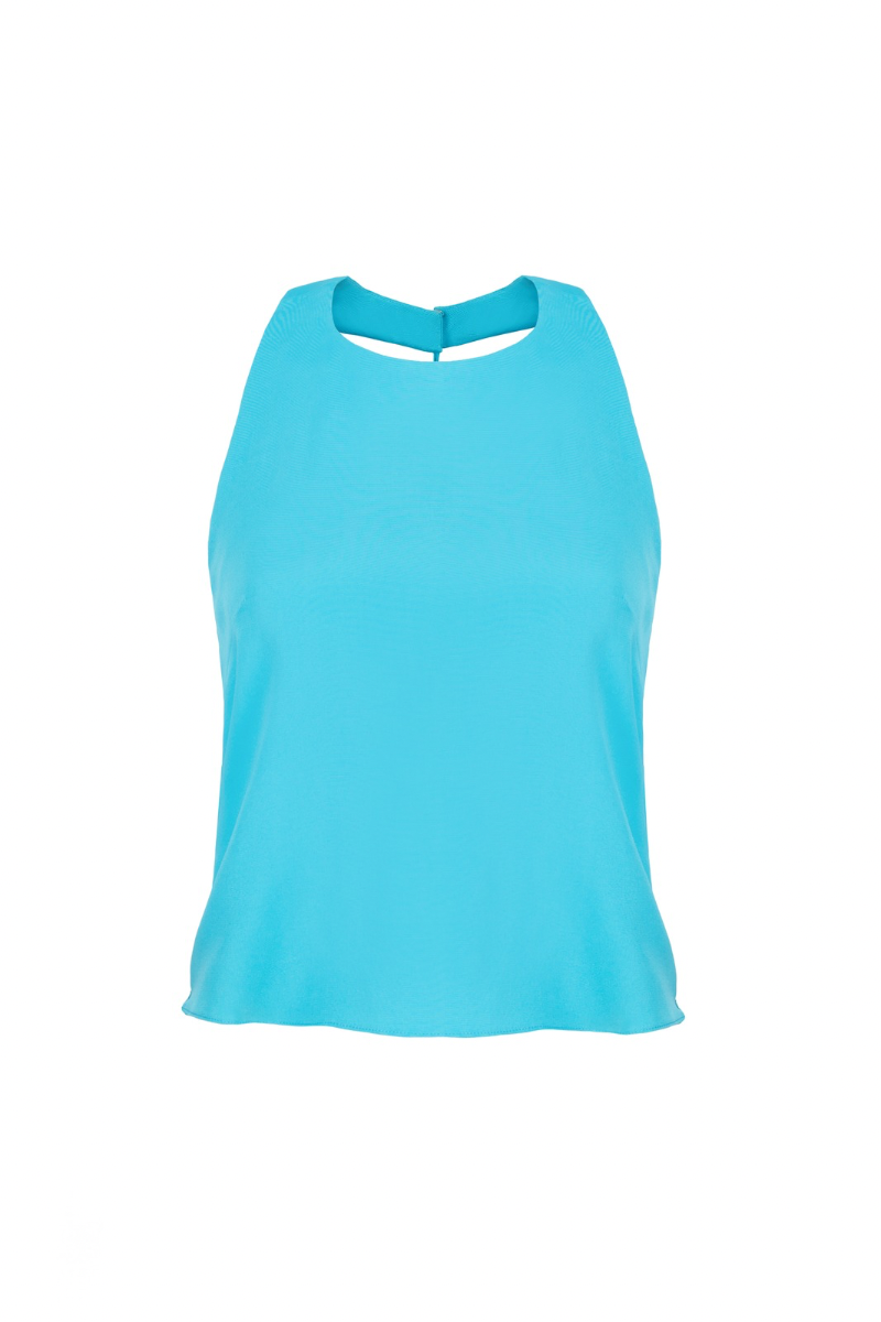 SLEEVELESS EMBELLISHED TOP IN TURQUOISE BLUE - CULT MIA