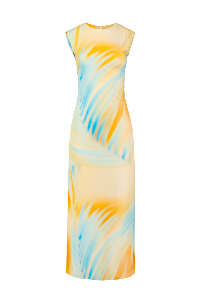 STRETCH-JERSEY DRESS IN TROPICAL SUNSET PRINT - CULT MIA