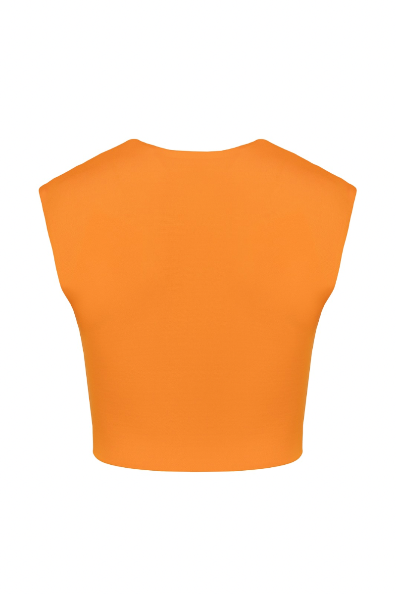 DRAPED CROP TOP IN BRIGHT ORANGE - CULT MIA