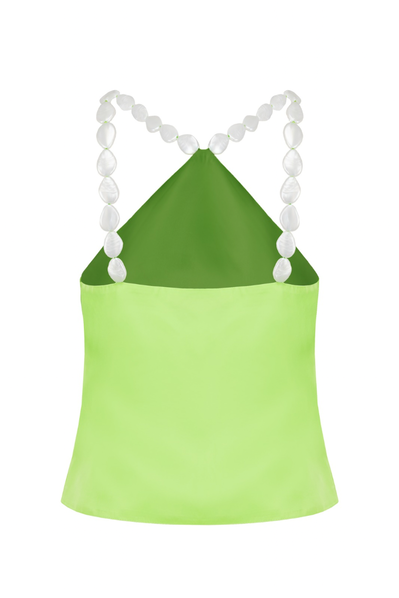 EMBELLISHED HALTER TOP IN LIME GREEN - CULT MIA