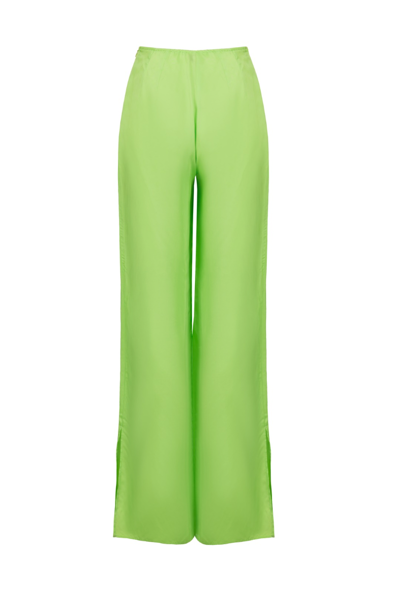 PANTS WITH SIDE SLITS IN LIME GREEN - CULT MIA