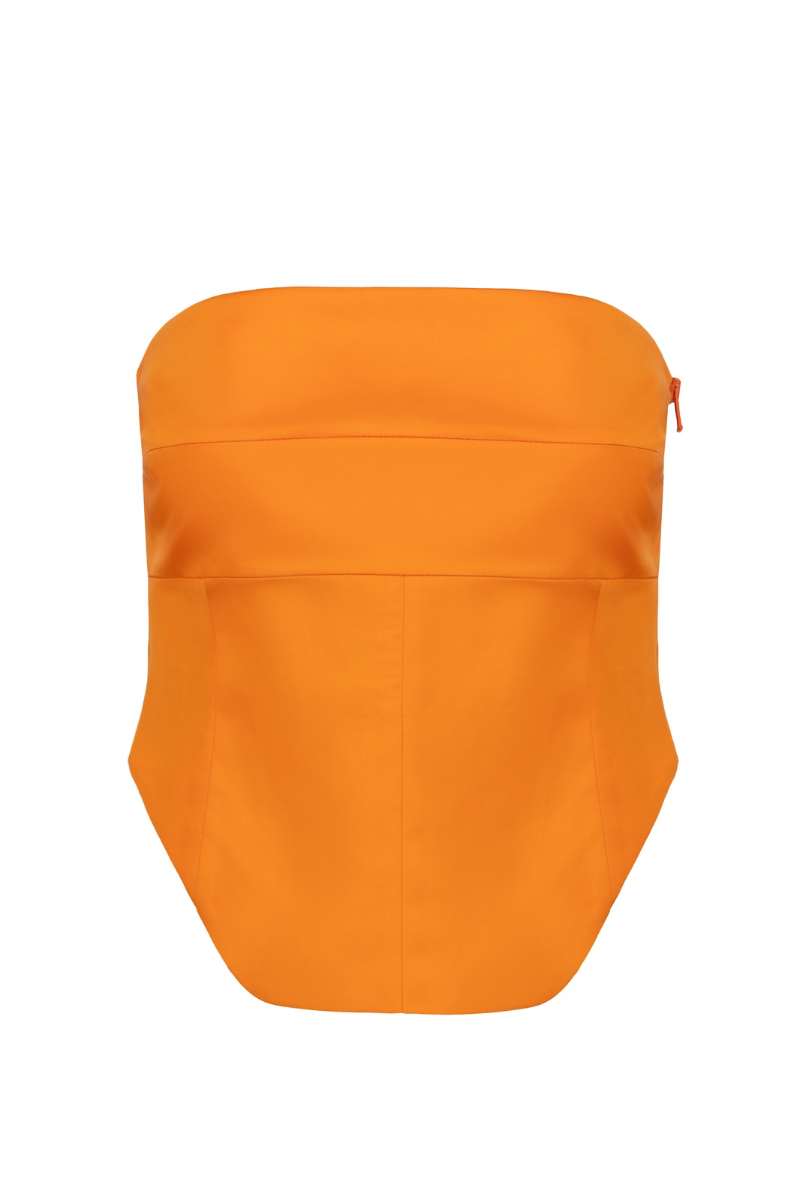 BUSTIER TOP IN BRIGHT ORANGE - CULT MIA