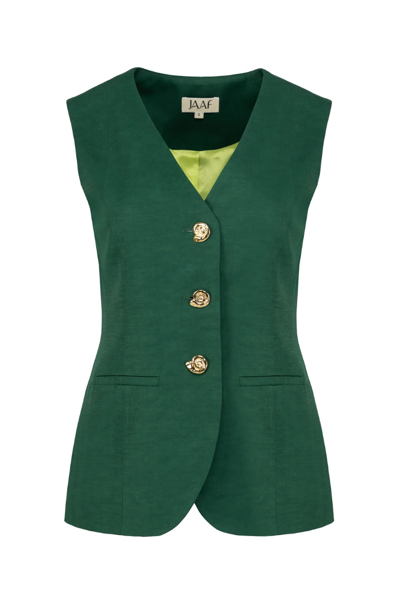 TAILORED VEST IN LUSH GREEN - CULT MIA