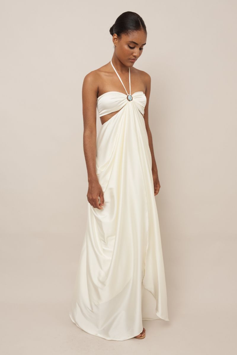 PEÑON OFF-WHITE MIDI DRESS - CULT MIA