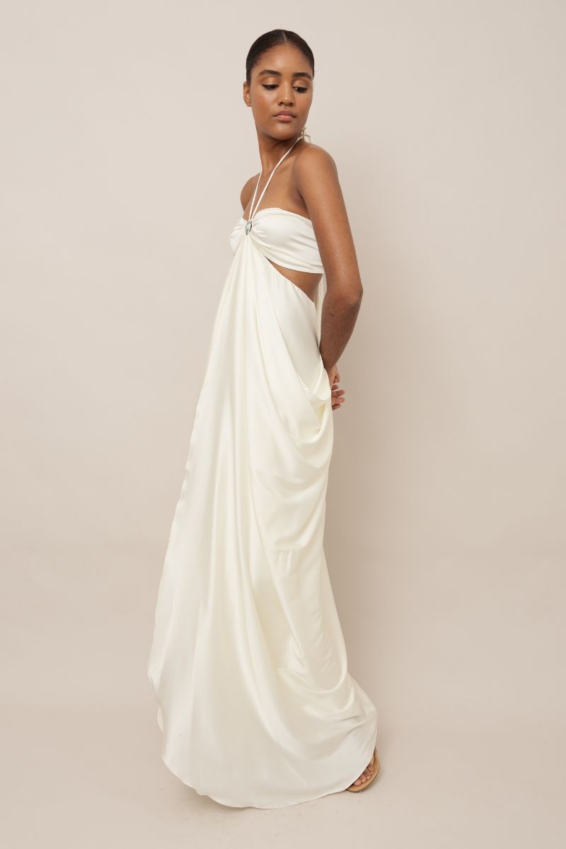 PEÑON OFF-WHITE MIDI DRESS - CULT MIA