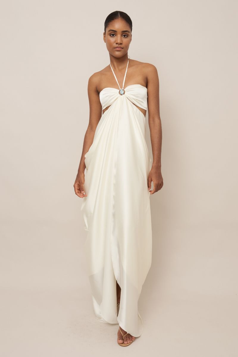 PEÑON OFF-WHITE MIDI DRESS - CULT MIA