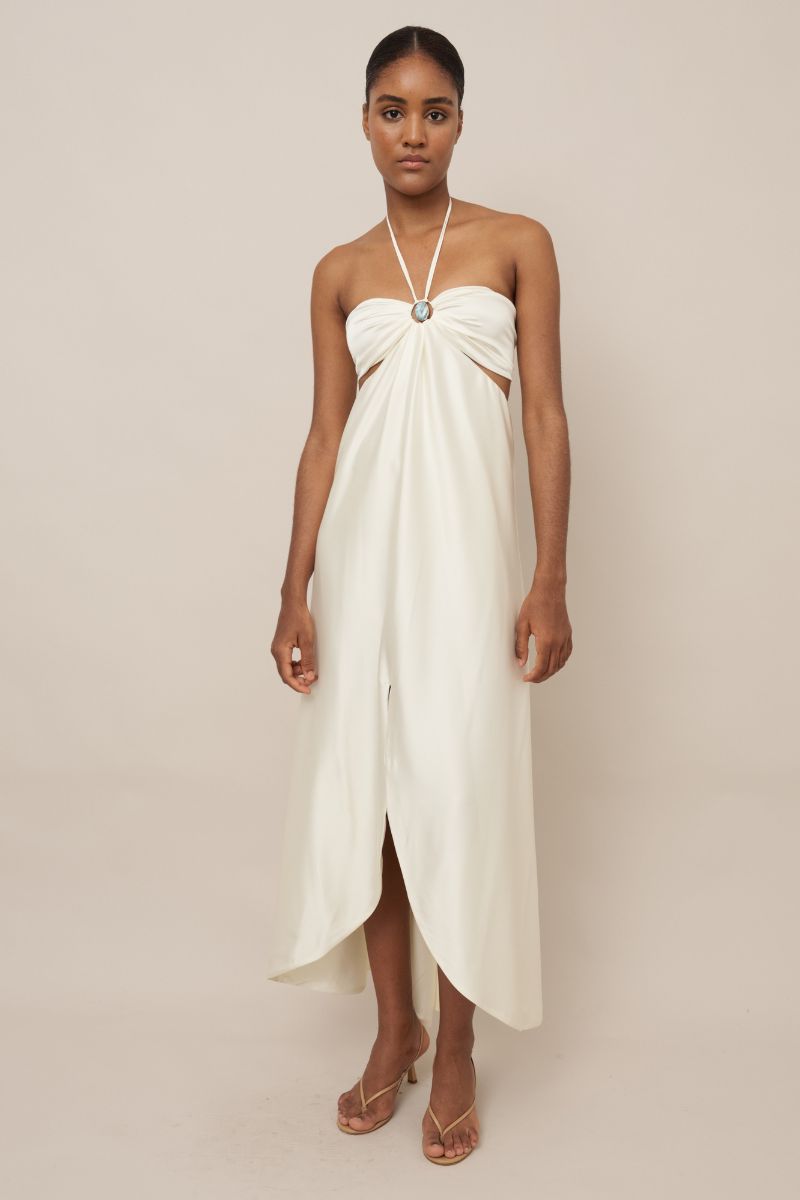 PEÑON OFF-WHITE MIDI DRESS - CULT MIA