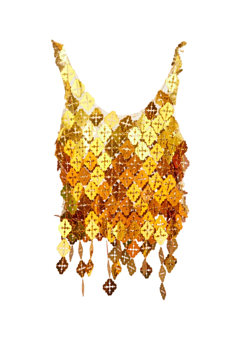 Onalaja Onalaja sequin emblem slip top with decorative sequin details and stylish cut, perfect for trendy casual wear.