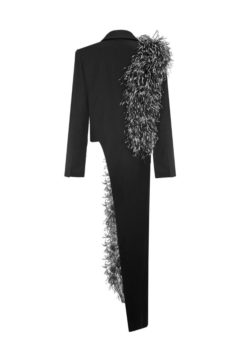 Santa Brands feather jacket in jade, featuring a lightweight design with a soft feather texture and a stylish collar.