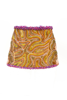 Onalaja Iris Multi Mini Skirt featuring a vibrant, multi-colored design with a fitted silhouette and stylish hem detail.