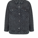 Santa Brands Diamante Jeans Jacket in Jade, stylish denim jacket with sparkling embellishments and a modern fit.