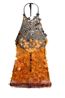 Onalaja Onalaja sequined emblem mini dress featuring a fitted silhouette and shimmering embellishments for a stylish look.