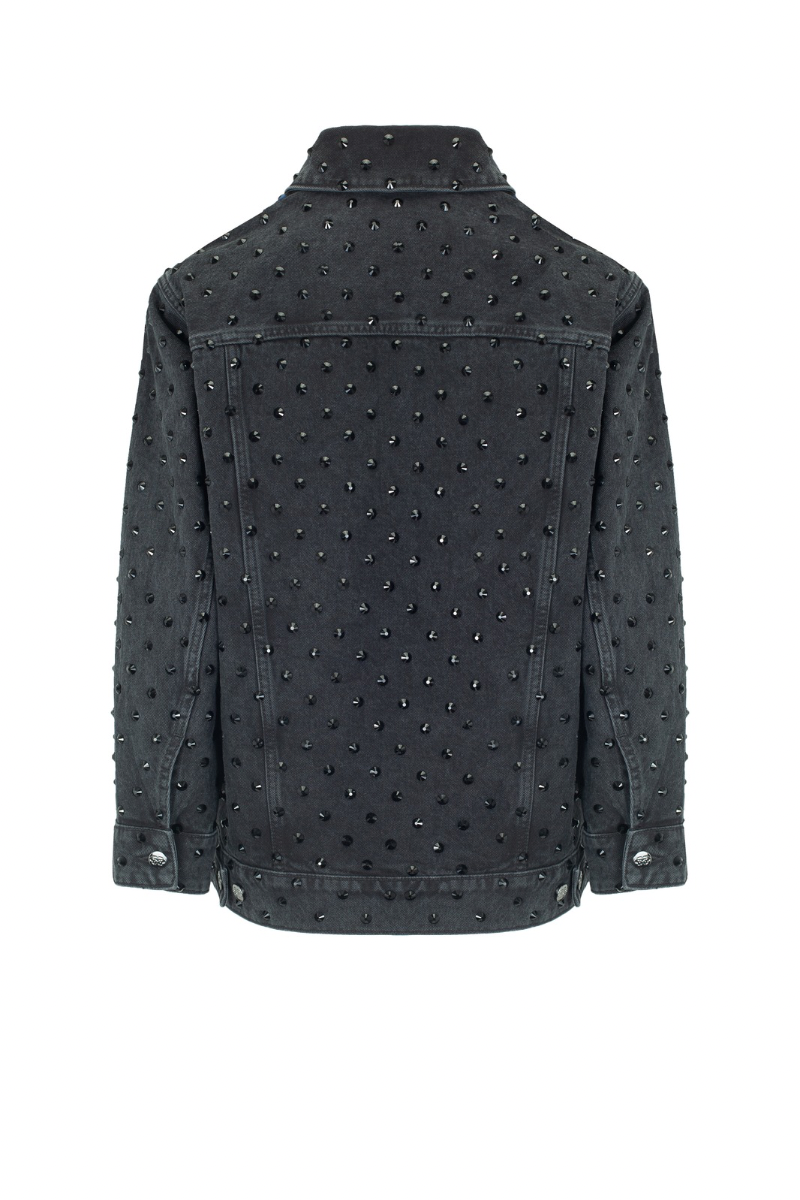 Santa Brands Diamante Jeans Jacket in Jade, stylish denim jacket with diamond embellishments, casual wear for women.