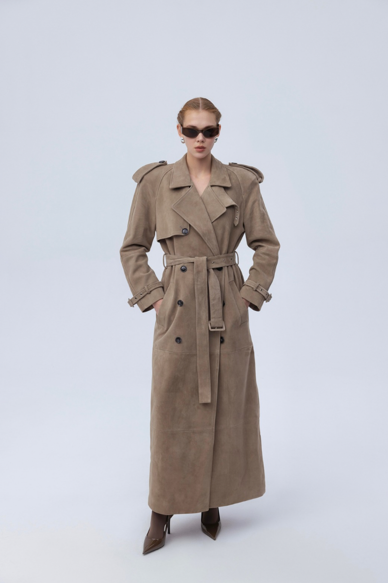 SUEDE COAT IN SAND COLOR