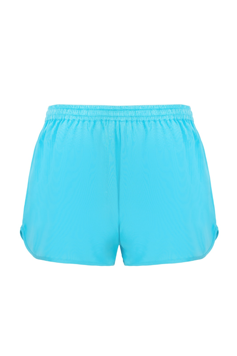 SILK SHORTS IN TURQUOISE BLUE - CULT MIA