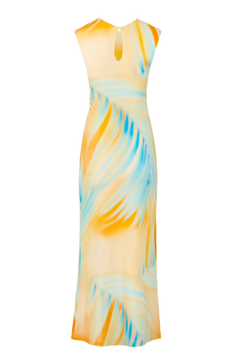 STRETCH-JERSEY DRESS IN TROPICAL SUNSET PRINT - CULT MIA
