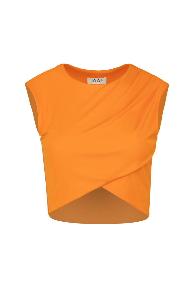 DRAPED CROP TOP IN BRIGHT ORANGE - CULT MIA