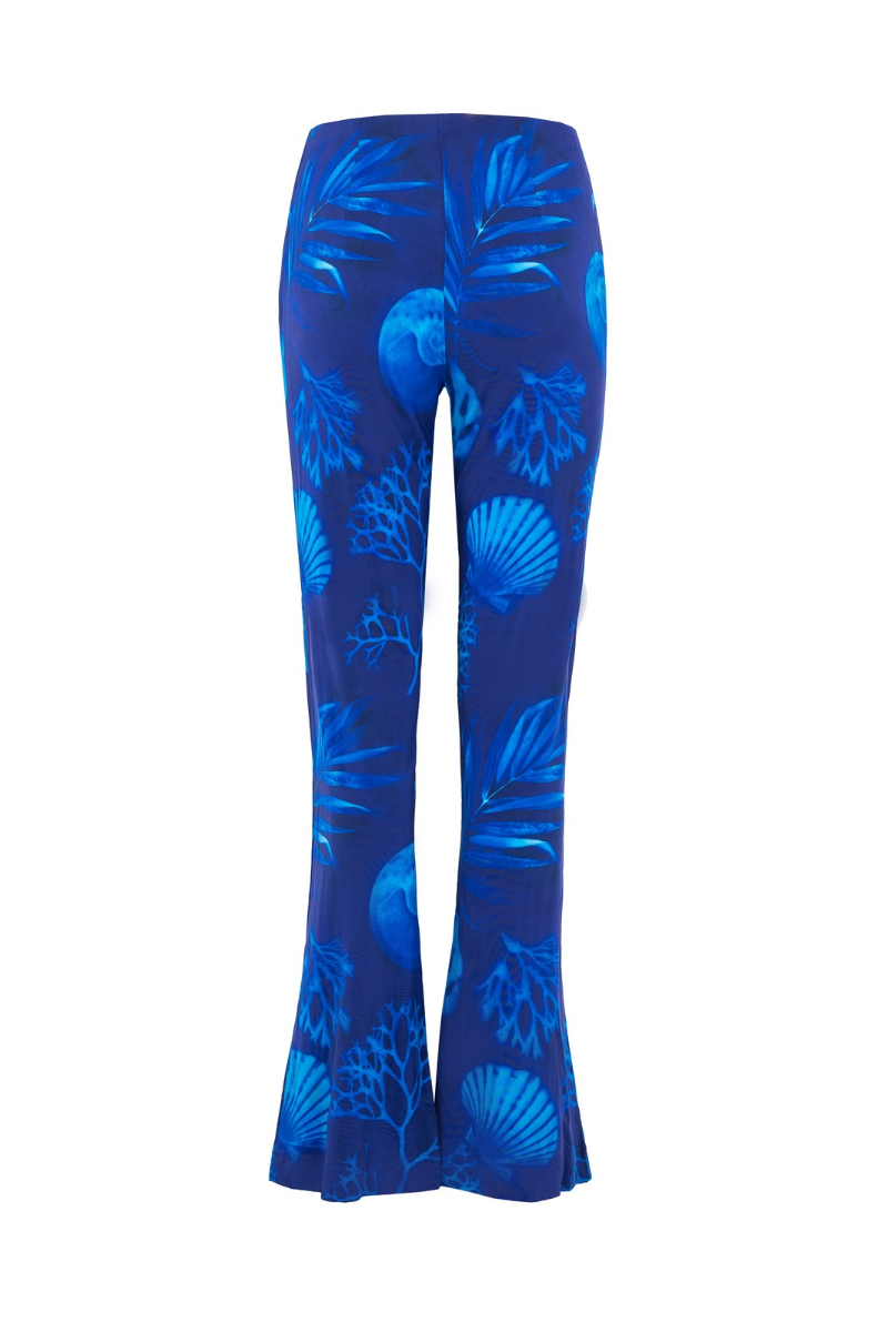 FLARED PANTS IN CYANOTYPE PRINT - CULT MIA