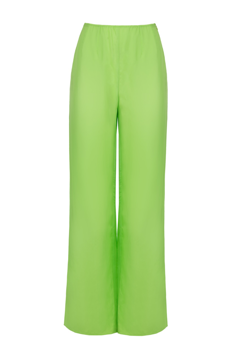 PANTS WITH SIDE SLITS IN LIME GREEN - CULT MIA