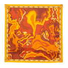 Orange Onalaja RUWA scarf featuring a vibrant, patterned fabric with fringed edges, showcased laid flat.