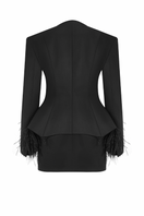 Santa Brands jade feather-basque jacket with stylish design, lightweight and cozy, perfect for elegant winter wear.
