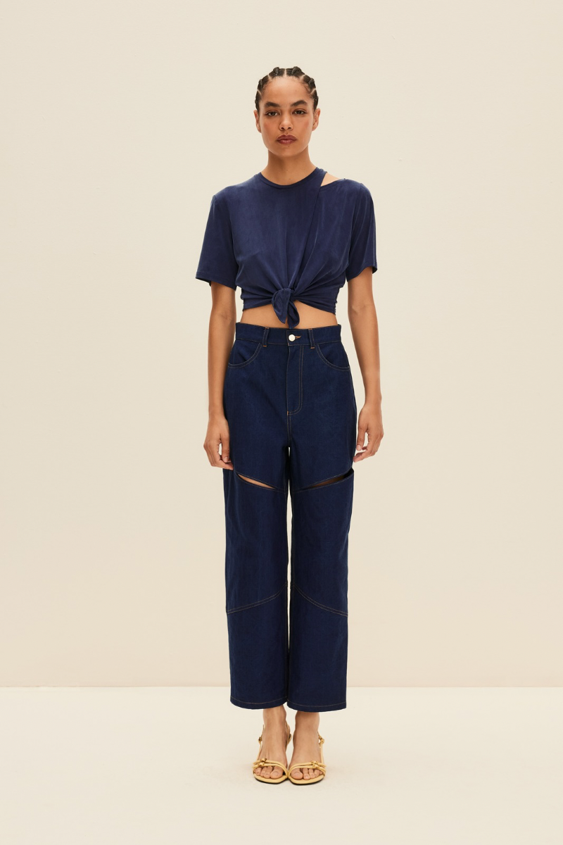 CROPPED JEANS IN DEEP BLUE - CULT MIA