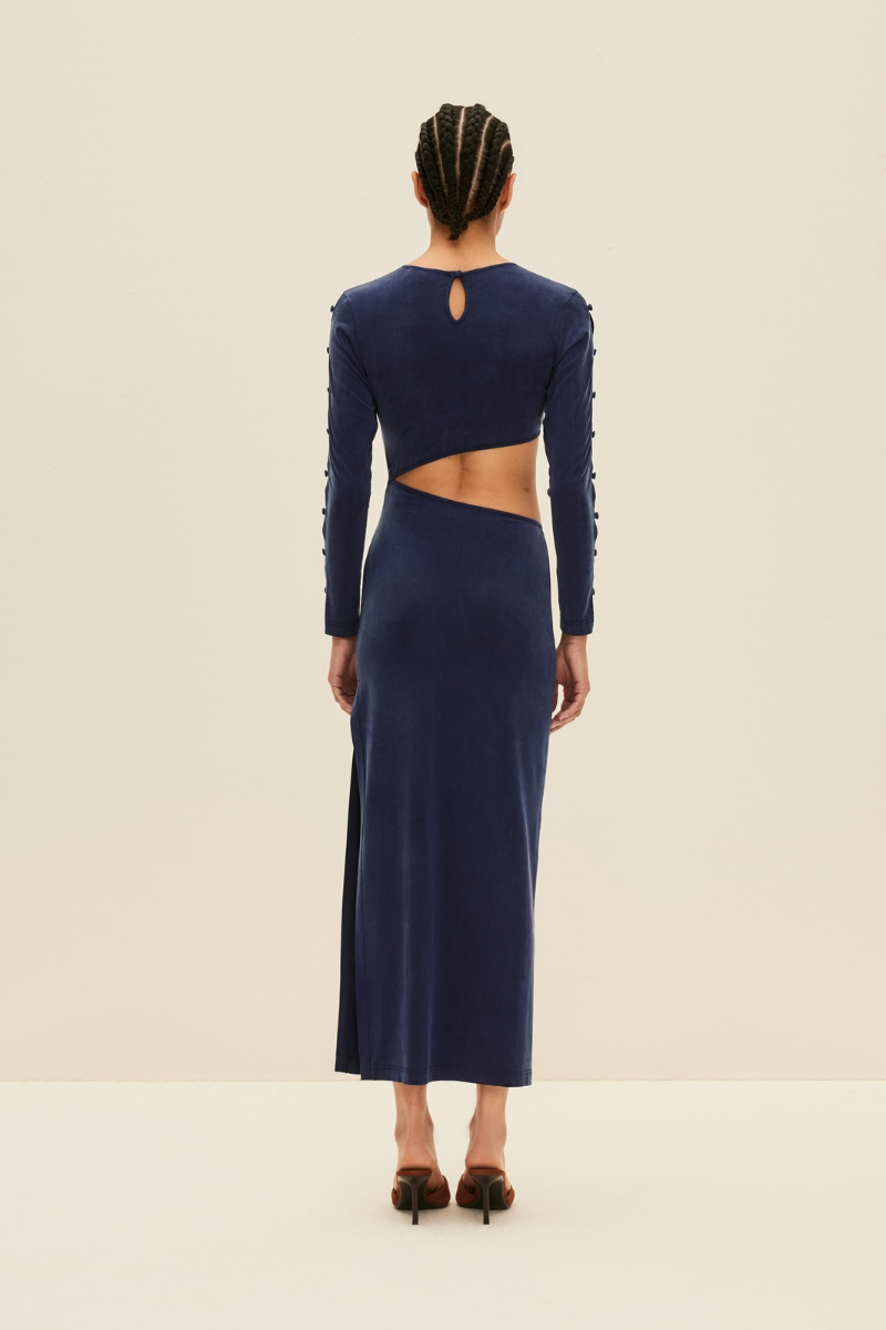 LONG SLEEVE CUT-OUT DRESS IN DEEP BLUE - CULT MIA