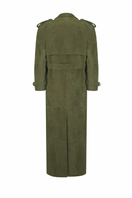 Santa Brands suede coat in crocodile pattern, showcasing a stylish brown coat with textured crocodile-embossed suede fabric.