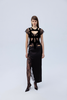 SANTA BRANDS jade LACET midi skirt with soft velvet fabric, featuring a stylish and flowy design perfect for elegant outfits.