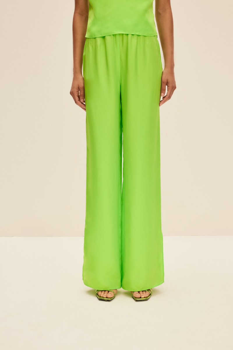 PANTS WITH SIDE SLITS IN LIME GREEN - CULT MIA