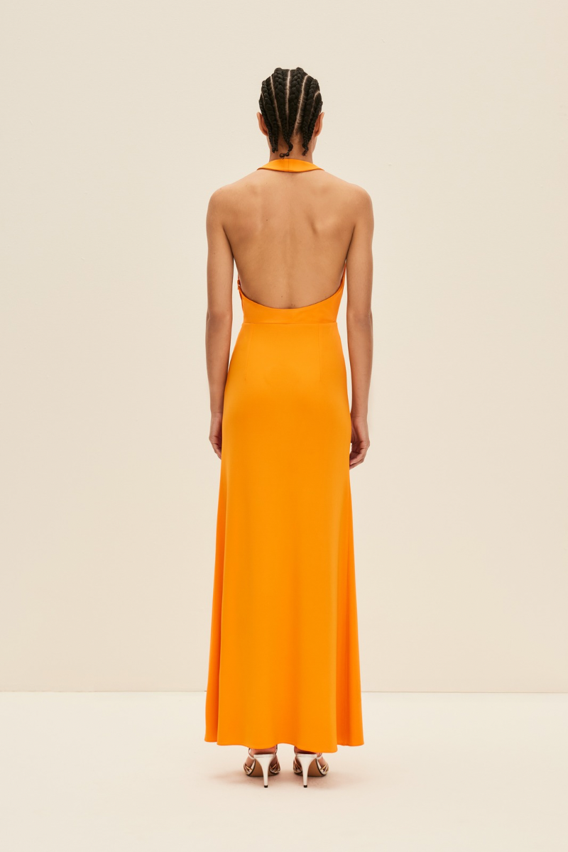 PLUNGE MAXI DRESS IN BRIGHT ORANGE - CULT MIA