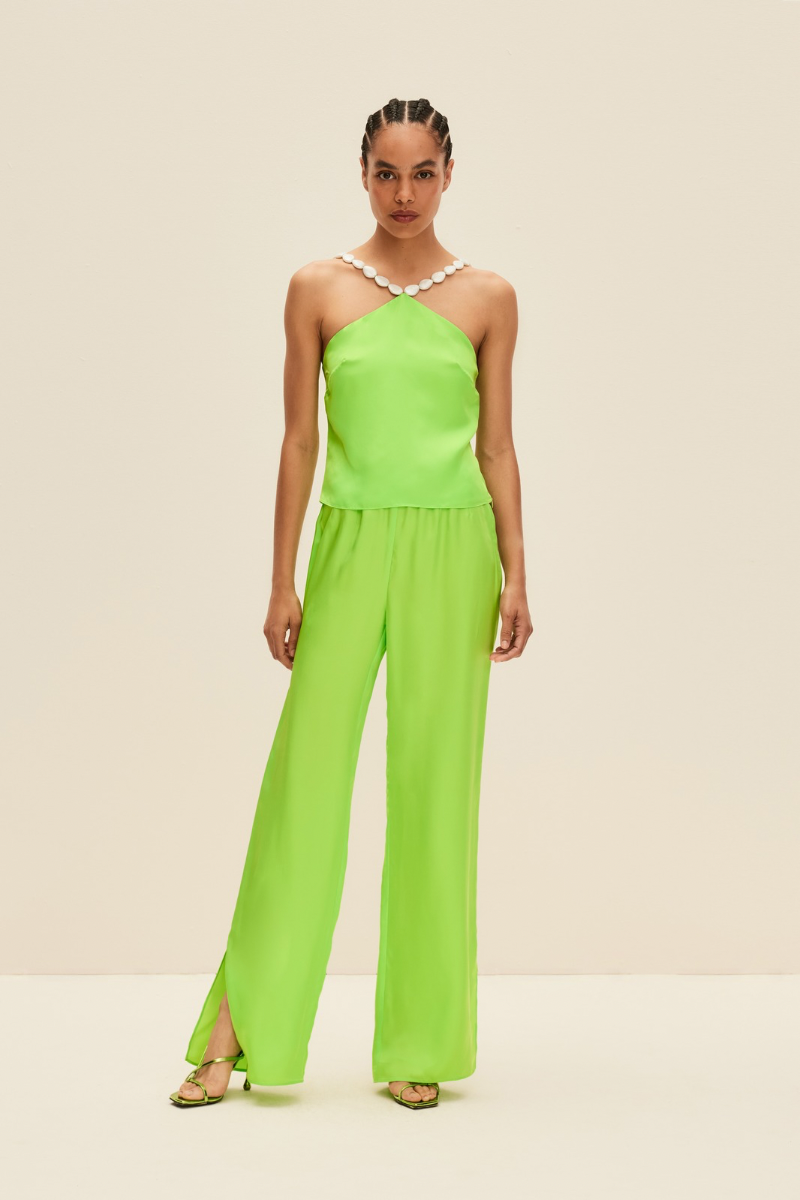 EMBELLISHED HALTER TOP IN LIME GREEN - CULT MIA