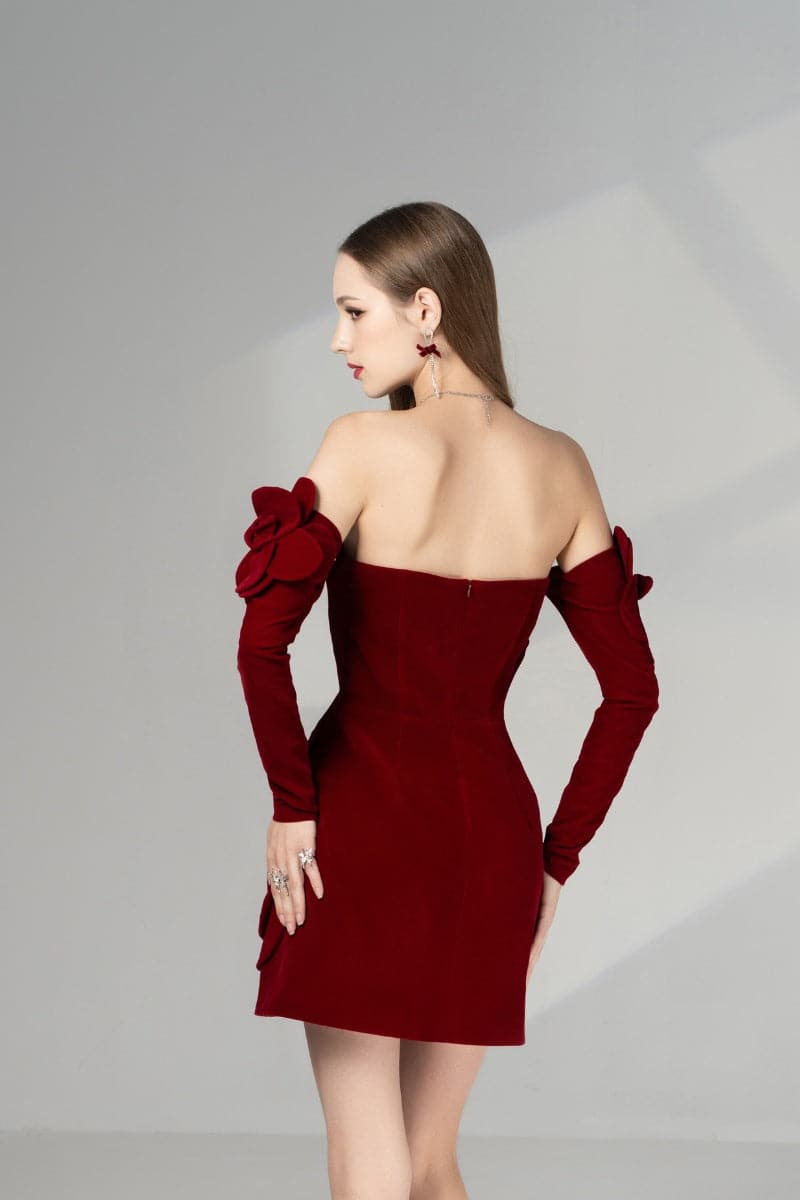 Happy Clothing Amora A-Line Cold Shoulder Velvet Mini Dress | Cult Mia Happy Clothing Amora A-Line Cold Shoulder Velvet Mini Dress | Cult Mia