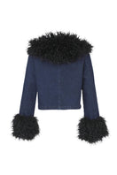 Black TT Studios Kimmy Jacket with a stylish collar and front pockets, shown on a hanger.