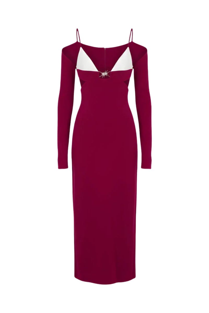 White Plan Garnet Allure Maxi Dress featuring a flowing fabric and elegant design, showcased in a full-length view.