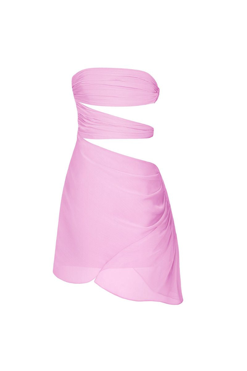 3 CARATS SIDE DUSTY PINK CHIFFON MINI DRESS - CULT MIA