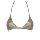 Silvia Gnecchi silver bra featuring smooth fabric, adjustable straps, and a comfortable fit, displayed on a plain background.
