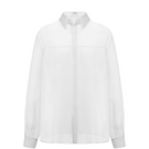 Light beige LECIA oversize organza shirt with long sleeves, button front, and relaxed fit, shown on a hanger.