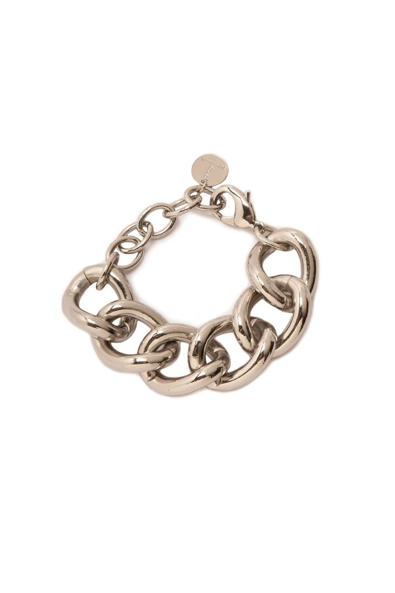 Silver Puffy Bracelet by Silvia Gnecchi featuring a rounded, textured design on a sleek silver band.