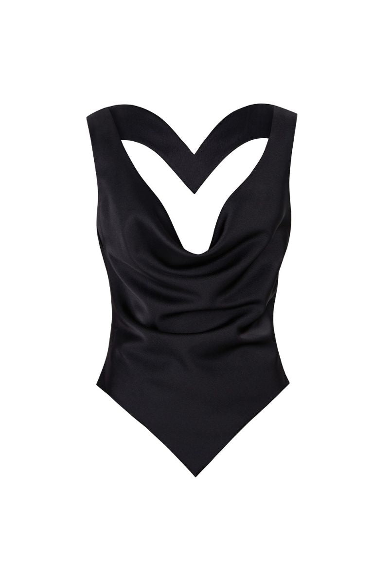 MS. HEART BLACK OPEN BACK TOP - CULT MIA