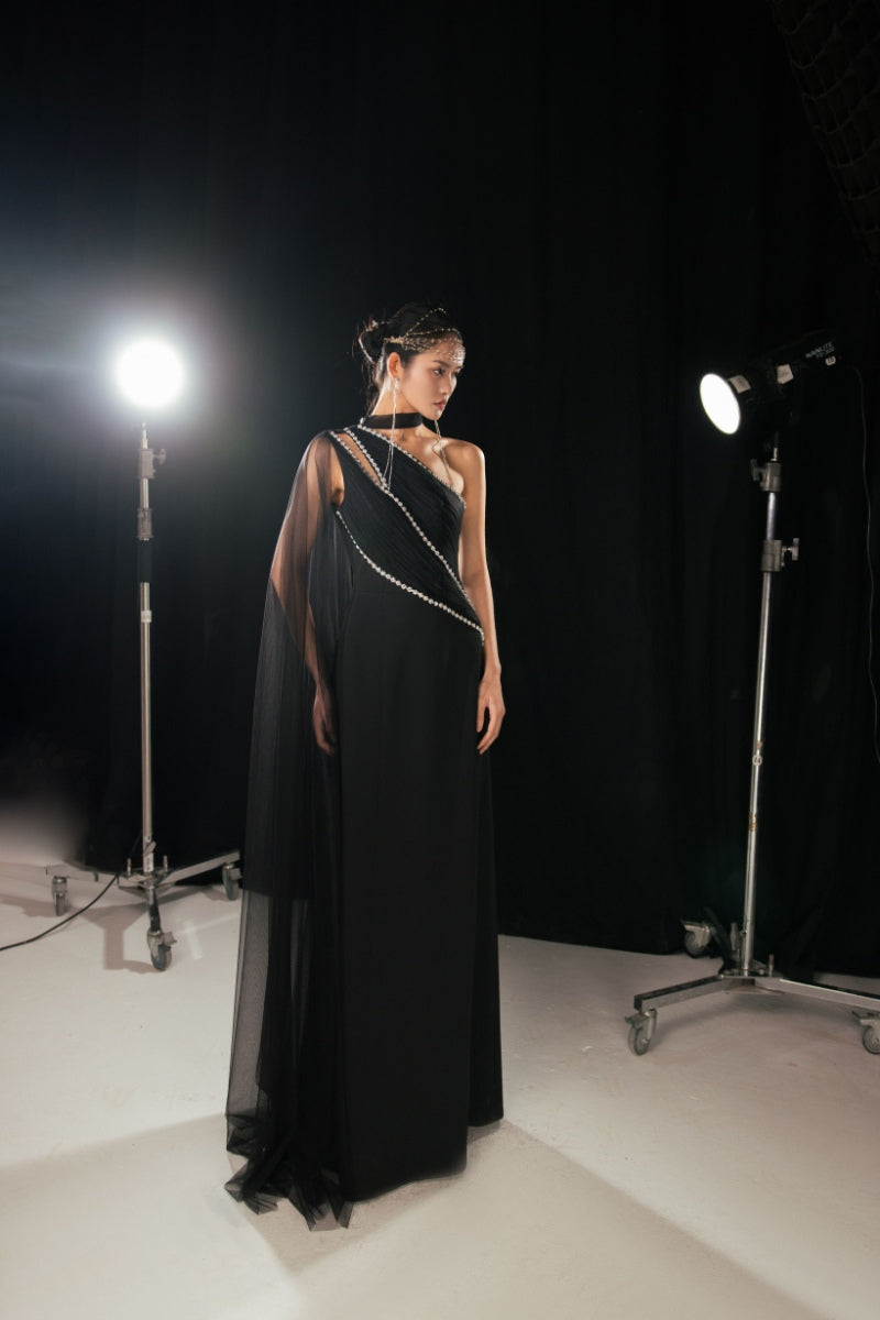 HAPPY CLOTHING Black SLIT ONE-SHOULDER MAXI DRESS | Cult Mia HAPPY CLOTHING Black SLIT ONE-SHOULDER MAXI DRESS | Cult Mia