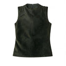 Olive green ZUT Arlington top displayed flat with short sleeves and V-neck, showcasing its casual, stylish design.