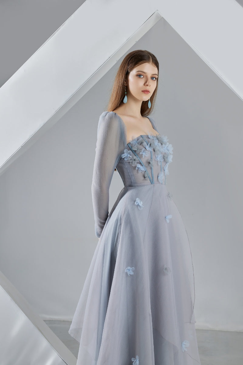 HAYLEY GRAY ORGANZA FLARED MAXI DRESS - CULT MIA
