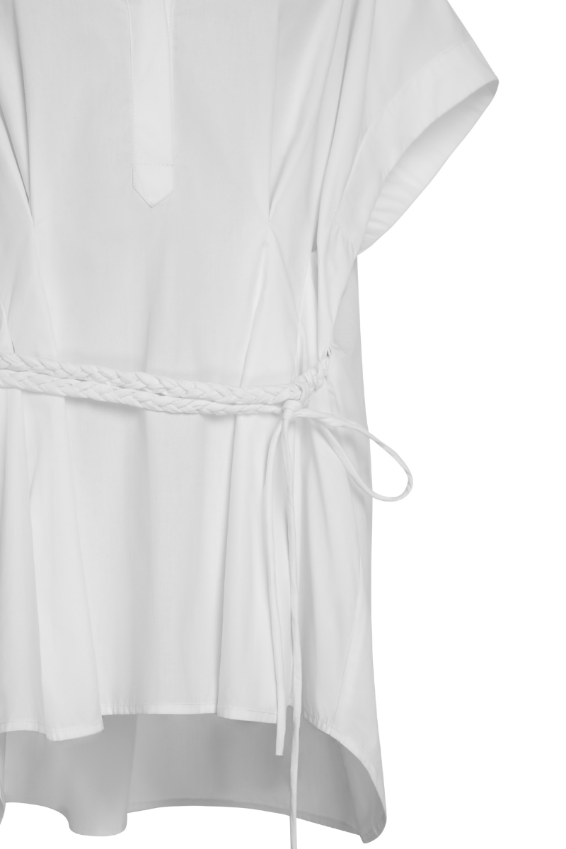 WHITE POPLIN SHIRT WITH BELT - CULT MIA