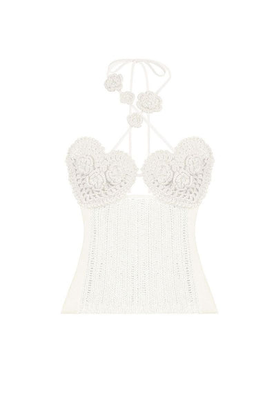 MS. HEART FLORAL OFF WHITE CROCHET BUSTIER | CULT MIA | Stolen Stores