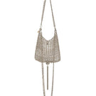 Silver Silvia Gnecchi Marais shoulder bag with sleek design and elegant metallic finish, shown resting on a surface.
