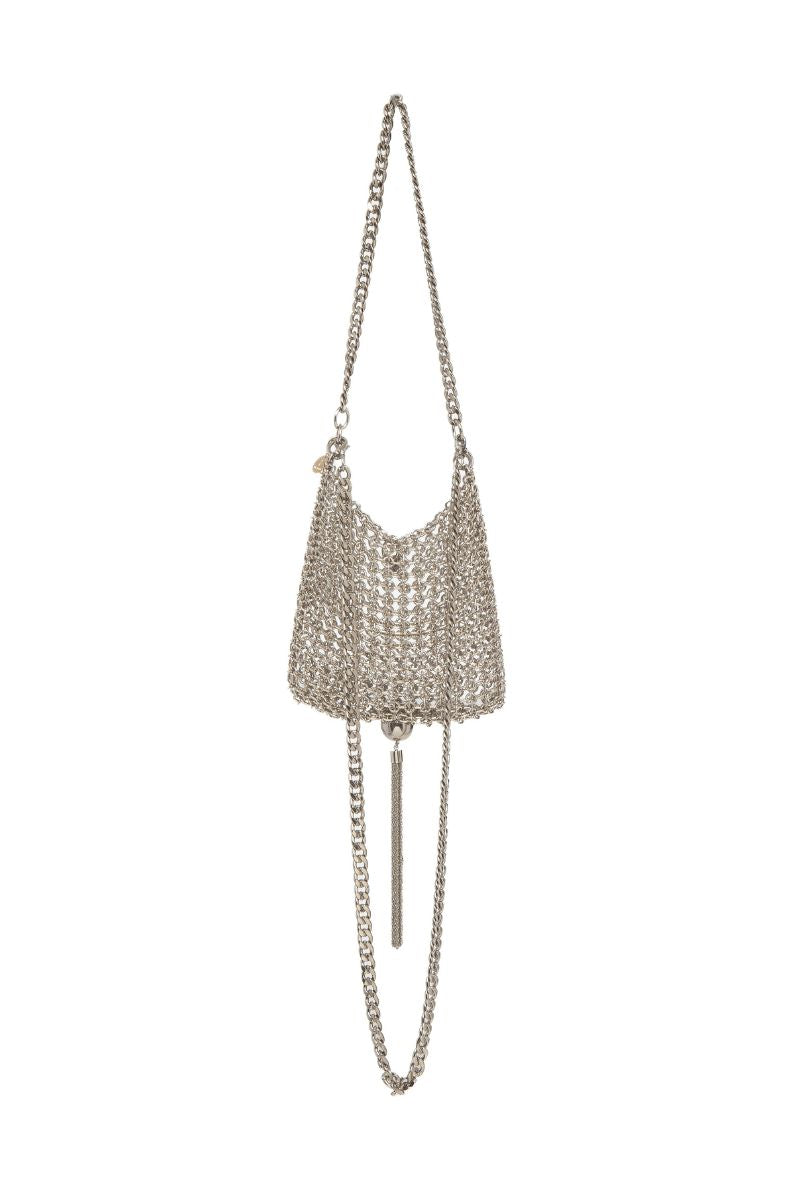 Silvia Gnecchi Marais shoulder bag in silver with sleek design and metallic finish, stylish accessory for everyday use.