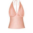 Stolen Stores MS. Pleat Peach Top featuring a soft peach-colored fabric with pleated design and short sleeves.