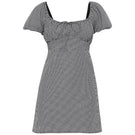 Black check DOMINICA mini dress by Summer Away, stylish short dress with a fitted silhouette and contemporary pattern.