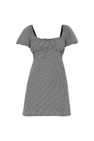 Black check DOMINICA mini dress by Summer Away, stylish short dress with a fitted silhouette and contemporary pattern.